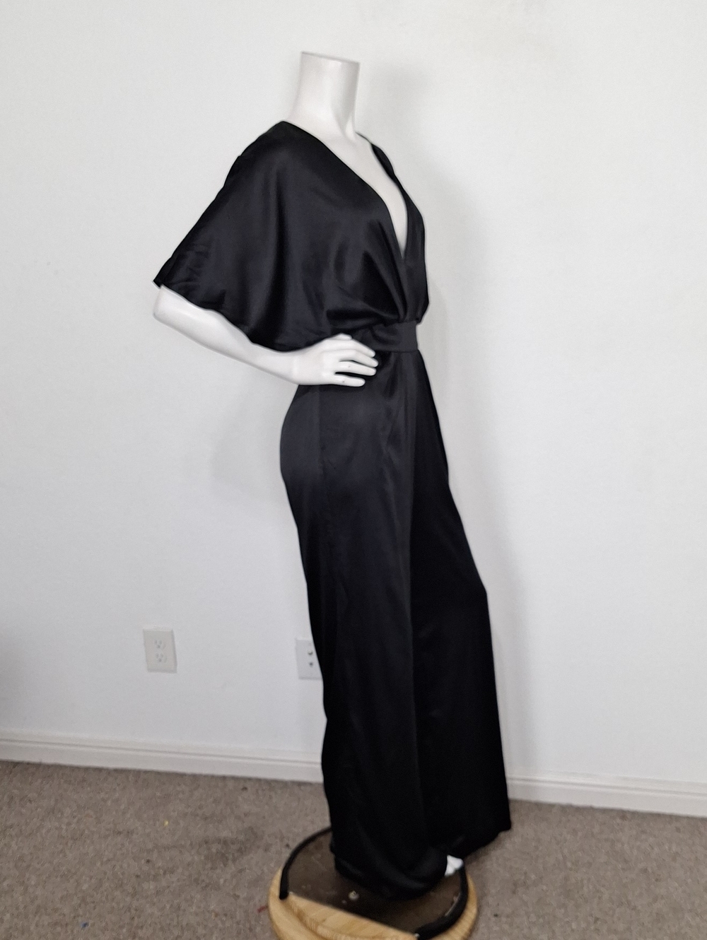 bebe Black Satin Wide-Leg Jumpsuit - Picture 5 of 13